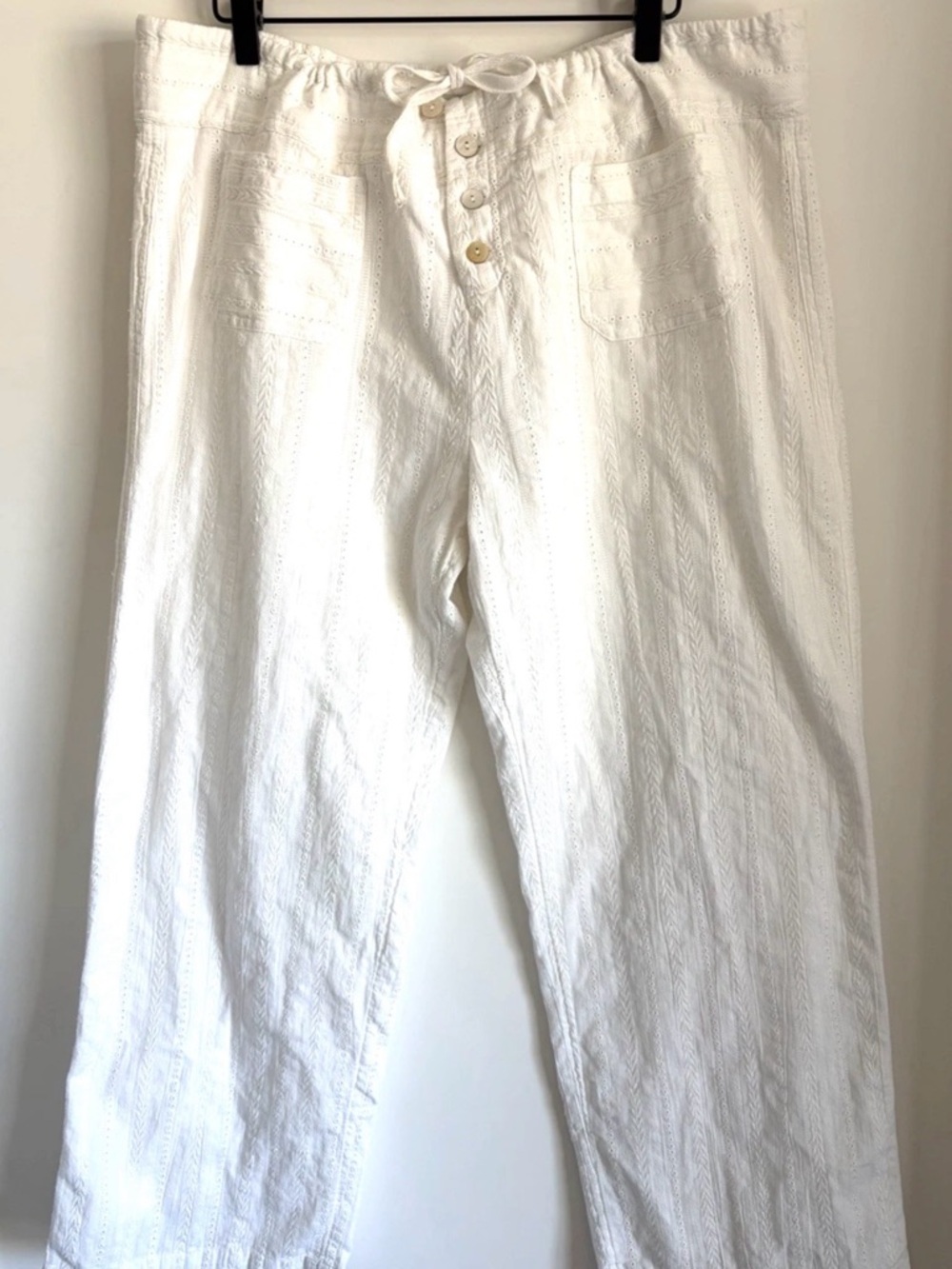 Sundance NWOT White Eyelet Drawstring Waist Pants, GIGI xxl
